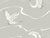 York Wallcoverings Black and White Resource Library BW3872 Soaring Cranes Wallpaper Taupe