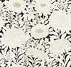 York Wallcoverings Black and White Resource Library BW3923 Wood Block Blooms Wallpaper Black Gold