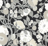 York Wallcoverings Black and White Resource Library BW3981 Vincent Poppies Wallpaper Black Cream