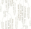 York Wallcoverings Black and White Resource Library BW3942 Deco Wisteria Wallpaper White Cream