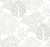 York Wallcoverings Black and White Resource Library BW3851 Kimono Trees Wallpaper Metallic