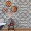 2969-26012 Zaya Black Tribal Diamonds Wallpaper Bohemian Style Global Theme Non Woven Material Pacifica Collection from A-Street Prints by Brewster Made in Great Britain
