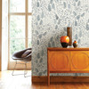 2948-27013 Isha Blue Leaf Wallpaper from A-Street Prints Scandinavian Theme Non Woven Leaves Made in Sweden