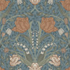 2948-33009 Tulipa Blue Floral Wallpaper from A-Street Prints Scandinavian Theme Non Woven Flowers Made in Sweden