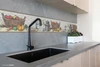 GB40011g8 Basket and Kitchenware Peel and Stick Wallpaper Border 8 in Height x 15ft Off White Brown Gray Red Blue