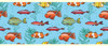 GB90061g8 Cartoon Fish Peel and Stick Wallpaper Border 8 in Height x 15ft Long Blue Green Orange