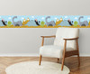 GB90101g8 Cartoon Dinosaur Scene Peel and Stick Wallpaper Border 8 in Height x 15ft Light Blue Tan Gray White