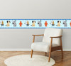 GB90091g8 Cartoon Dogs Bones & Paws Peel and Stick Wallpaper Border 8 in Height x 15ft Blue Biege Gray Black