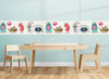 GB90131g8 Cuddly Monsters Peel and Stick Wallpaper Border 8 in Height x 15ft White Gray Blue Pink by Grace & Gardenia Designs