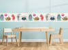 GB90131g8 Grace & Gardenia Cuddly Monsters Peel and Stick Wallpaper Border 8 in Height x 15ft Long, White Gray Blue Pink