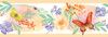 GB50081g8 Floral Butterfly Watercolor Peel and Stick Wallpaper Border 8 in Height x 15ft Peach Green Orange