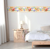 GB50081g8 Floral Butterfly Watercolor Peel and Stick Wallpaper Border 8 in Height x 15ft Peach Green Orange