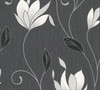 2834-M0783 Anais Charcoal Floral Trails Wallpaper Traditional Style Unpasted Vinyl Paper from Advantage Metallic Collection by Brewster Made in Great Britain