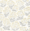 2861-25715 Floret Yellow Floral Wallpaper Scandinavian Style Botanical Theme Unpasted Non Woven Material Equinox Collection from A-Street Prints by Brewster Made in Great Britain