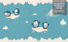 GB90170 Grace & Gardenia Playful Penguins Peel and Stick Wallpaper Border 10in Height x 15ft Long, Blue Beige Orange