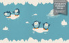 GB90170g8 Grace & Gardenia Playful Penguins Peel and Stick Wallpaper Border 8 in Height x 15ft Long, Blue Beige Orange