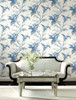 York Wallcoverings Grandmillennial GR5994 Enchanted Fern Wallpaper Blue