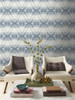 York Wallcoverings Damask Resource Library DM4932 Tudor Diamond Damask Wallpaper Navy