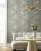 York Wallcoverings Modern Nature 2nd Edition OS4244 Leaf Concerto Wallpaper Blue Taupe