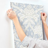 York Wallcoverings Damask Resource Library DM4955 French Artichoke Dam Wallpaper Blue