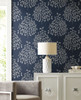York Wallcoverings Modern Nature 2nd Edition OS4257 Tender Wallpaper Navy Silver