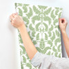 York Wallcoverings Damask Resource Library DM4961 Royal Fern Damask Wallpaper Green