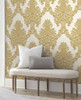 York Wallcoverings Damask Resource Library DM4971 Pineapple Plantation Wallpaper Gold