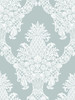 York Wallcoverings Damask Resource Library DM4973 Pineapple Plantation Wallpaper Blue