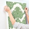 York Wallcoverings Damask Resource Library DM4976 Pineapple Plantation Wallpaper Green White