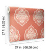 York Wallcoverings Damask Resource Library DM4981 Signet Medallion Dam Wallpaper Coral