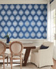 York Wallcoverings Damask Resource Library DM4986 Signet Medallion Dam Wallpaper Blue