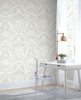 York Wallcoverings Damask Resource Library DM4998 Egret Damask Wallpaper Green