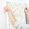 York Wallcoverings Damask Resource Library DM4998 Egret Damask Wallpaper Green