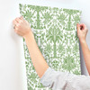 York Wallcoverings Damask Resource Library DM5011 Palmetto Palm Damask Wallpaper Green