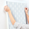 York Wallcoverings Damask Resource Library DM5026 Petite Ogee Wallpaper Blue