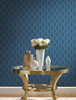 York Wallcoverings Damask Resource Library DM5030 Petite Ogee Wallpaper Navy