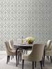 York Wallcoverings Damask Resource Library DM4922 Adirondack Damask Wallpaper Blue Beige