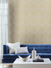 York Wallcoverings Damask Resource Library DM4903 Imperial Damask Wallpaper Off White Gold