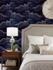 York Wallcoverings Modern Nature 2nd Edition OS4264 Moonlight Pearls Wallpaper Navy