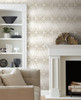 York Wallcoverings Damask Resource Library DM4933 Tudor Diamond Damask Wallpaper Off White