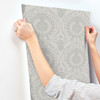York Wallcoverings Damask Resource Library DM4904 Imperial Damask Wallpaper Gray Silver