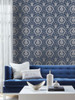 York Wallcoverings Damask Resource Library DM4901 Imperial Damask Wallpaper Navy Silver
