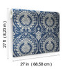 York Wallcoverings Damask Resource Library DM4901 Imperial Damask Wallpaper Navy Silver