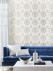York Wallcoverings Damask Resource Library DM4905 Imperial Damask Wallpaper White Silver