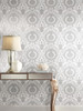 York Wallcoverings Damask Resource Library DM4905 Imperial Damask Wallpaper White Silver