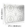 York Wallcoverings Damask Resource Library DM4905 Imperial Damask Wallpaper White Silver