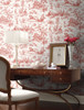 York Wallcoverings Grandmillennial GR5925 Seasons Toile Wallpaper Red