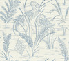 York Wallcoverings Grandmillennial GR5954 Fernwater Cranes Wallpaper Blue