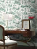 York Wallcoverings Grandmillennial GR5924 Seasons Toile Wallpaper Dark Green