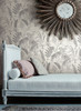 York Wallcoverings Grandmillennial GR5953 Fernwater Cranes Wallpaper Black/Gray